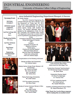 UH Department of Industrial Engineering Fall Newsletter
